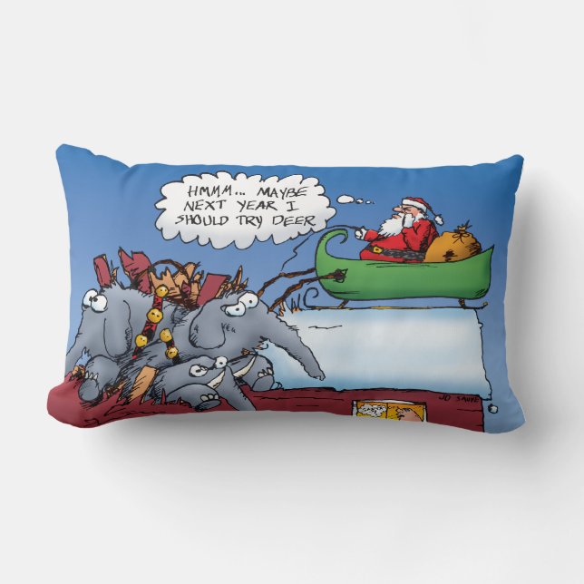Rectangle Santas Elephants Coussin de dessin de Noël (Recto)