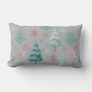 Rectangle Sapin de Noël gris et coussin jeté flocon de neige