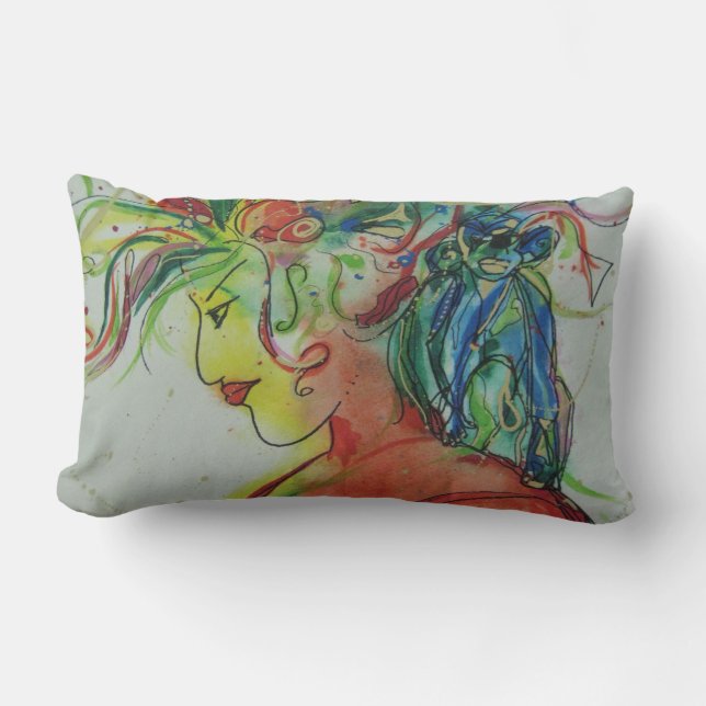 Rectangle Singe avec le coussin de femme (Recto)