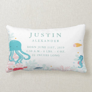 Rectangle Sous la mer Animaux Bébé Coussin Faire-part