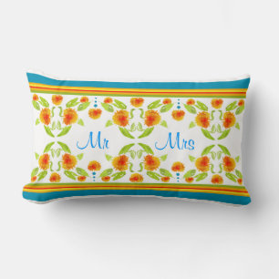 Rectangle Style Pays Marigolds Bordure Lumbar Coussin