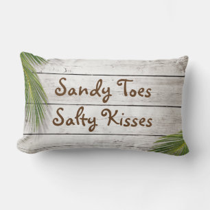 Rectangle Sun Kissed Sandy Toes Salty Kisses Coussin