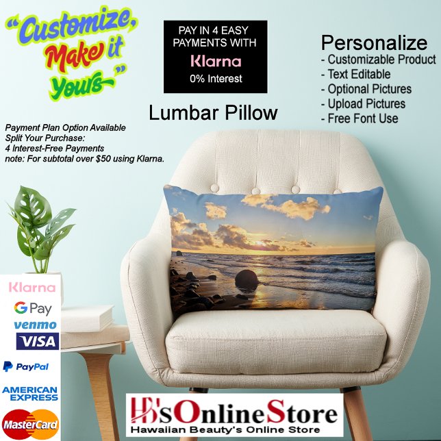 Rectangle Sunset Beach Polyester Lumbar Coussin 27 (Sunset Beach Polyester Lumbar Pillow 27.)