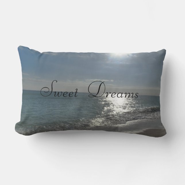 Rectangle Sweet Dreams Beach Ocean Blue Scene Coussin de cou (Recto)
