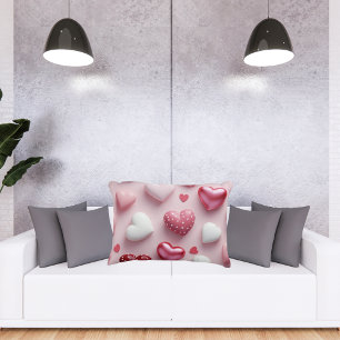 Rectangle Sweetheart Polka Dot Hearts Accent Coussin