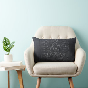 Rectangle Tableau noir 12 Jours de Noël Coussin noir