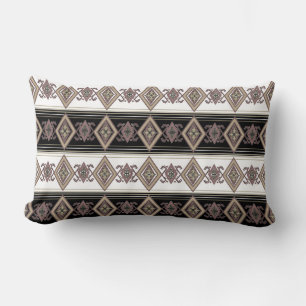 Rectangle Tan Blend Folk Design Reversible Lumbar Coussin