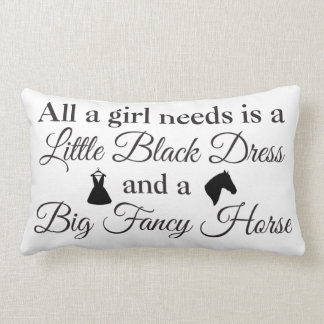 Rectangle Tout une fille a besoin, le coussin B/W de cheval