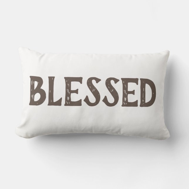 Rectangle typographie amusante BLESSED | Coussin Lumbar (Recto)