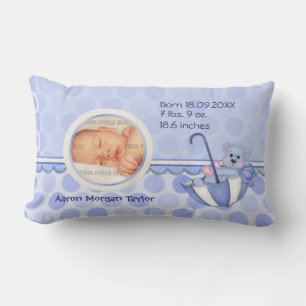 Rectangle Umbrella Teddy Pois Blue Photo Coussin