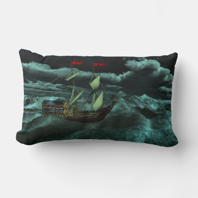 Rectangle Un Coussin marin sauvage et orageux (Recto)