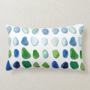 Rectangle Verre de mer, coussin lombaire d'art en verre de