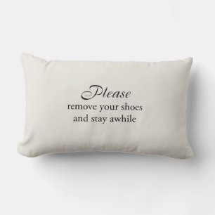 Rectangle Veuillez retirer vos chaussures et rester Coussin