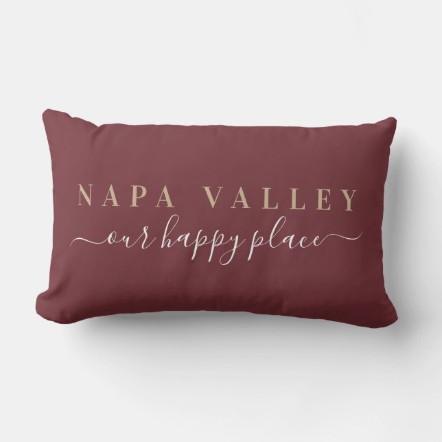Rectangle Vin Napa Valley Happy Place Lumbar Coussin (Recto)
