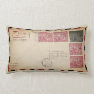 Rectangle Vintage par Air Mail Lumbar Coussin