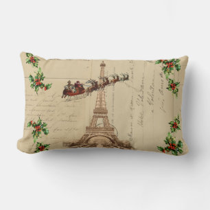 Rectangle Vintage Père Noël Paris Noël Lumbar Coussin