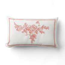 Vintage rose et blanc Floral Bough Lumbar Coussin