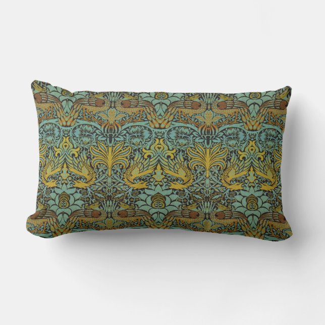 Rectangle William Morris Pré-Raphaelite Dragon Coussin (Recto)