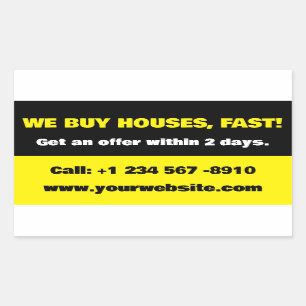 Rectangulaire Agent immobilier Sticker d'affaires - Nous acheton