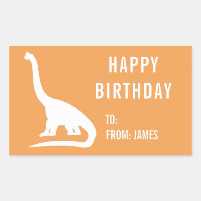Rectangulaire Apatosaurus Dinosaur Personnaliser Sticker Cadeau (Devant)