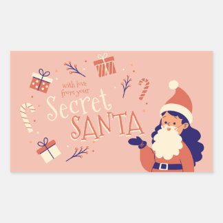 Rectangulaire avec l'amour du sticker Secret Père Noël