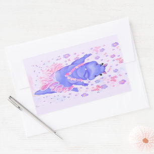 Rectangulaire Ballerina Funny Sticker Hippo Bonne danseuse de ba
