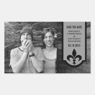 Rectangulaire Bannière Gris Fleur De Lis Enregistrer les sticker
