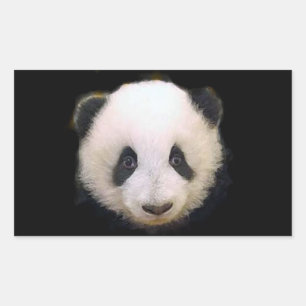 Rectangulaire Bébé Panda Coeur Sticker