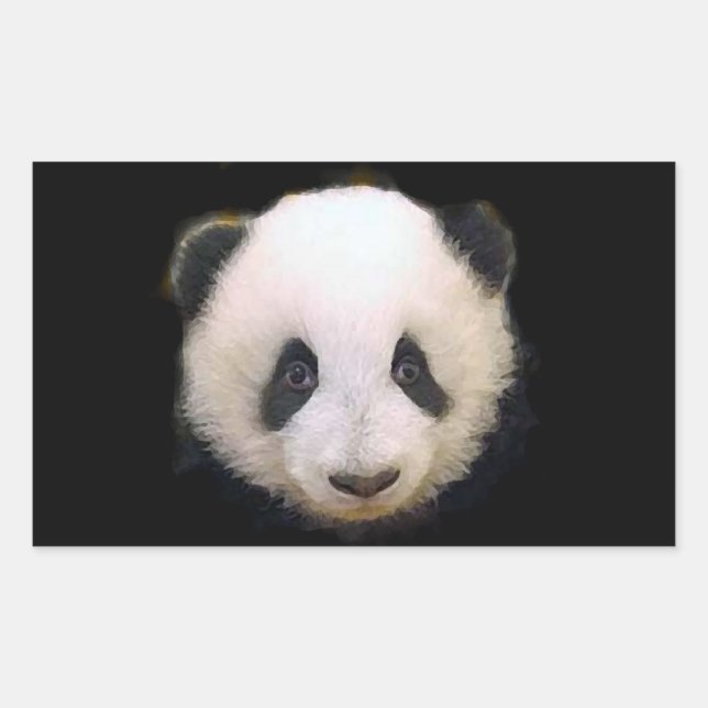 Rectangulaire Bébé Panda Coeur Sticker (Devant)