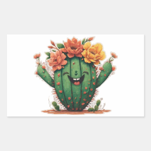 Rectangulaire Bloom là où vous êtes planté : Sticker Cactus sour (Devant)