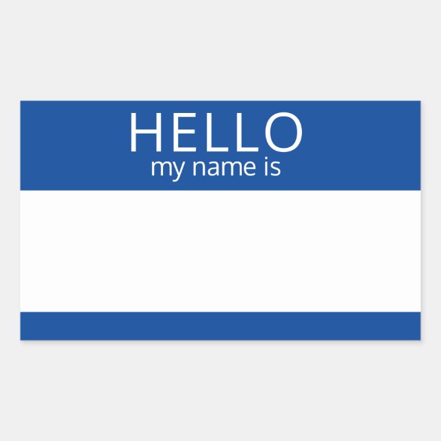 Rectangulaire BONJOUR Personnalisé Mon Nom Est Sticker Badge Bla (Devant)