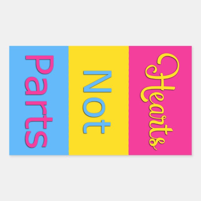 Rectangulaire Coeurs et non parties Sticker à Pride Pansexuel (Devant)