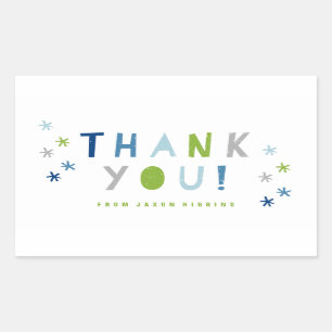 Rectangulaire Confetti Bash   Fête des enfants merci sticker