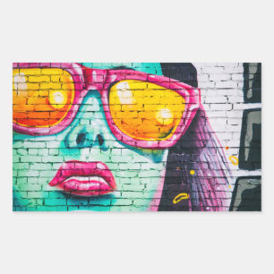 Rectangulaire Graffiti girl sticker
