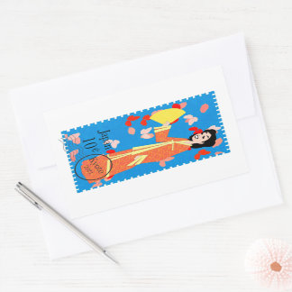 Rectangulaire Happy Girl Japan Timbre Art Sticker décoratif