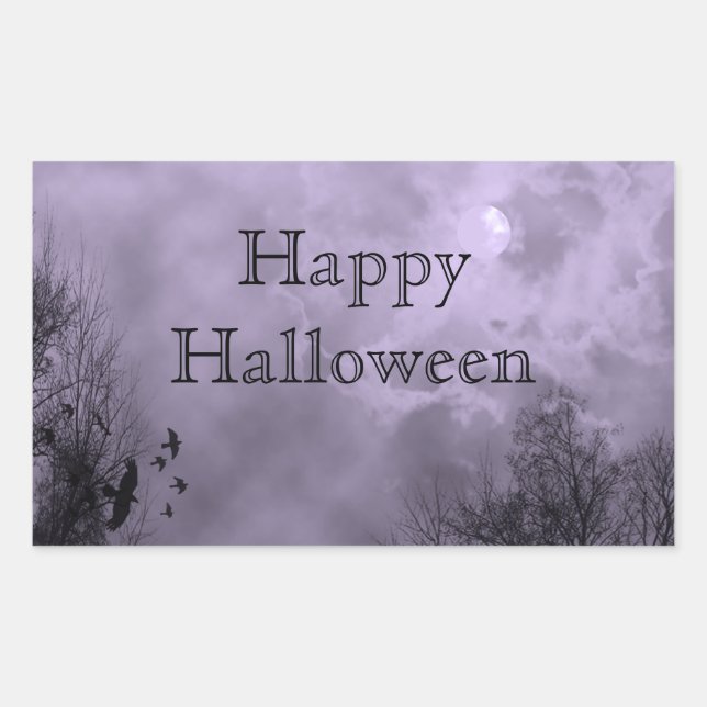 Rectangulaire Happy Halloween Custom Haunted Sky Sticker (Devant)