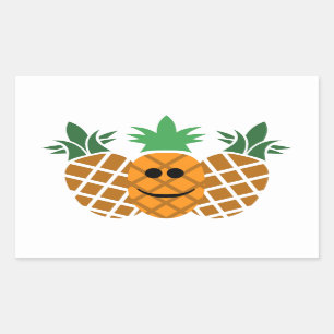 Rectangulaire Happy Pineapple Design - Sticker Rond Classique, G