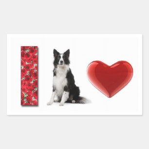 Rectangulaire J'Aime Les Collies Frontaliers ! ! Sticker Collie 