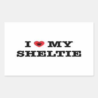 Rectangulaire Je Coeur Mon Sticker Sheltie