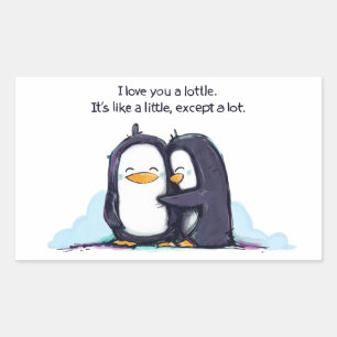 Rectangulaire Je T'AIME Un Petit Pingouins - Sticker