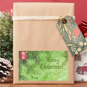 Rectangulaire Joy Christmas Green Gift Taft Sticker