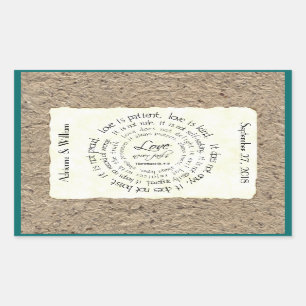 Rectangulaire L'amour est patient, Sticker Mariage de texte circ