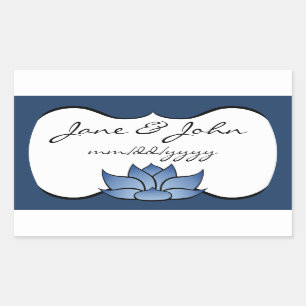Rectangulaire Magnifique Lotus en Sticker Bleu
