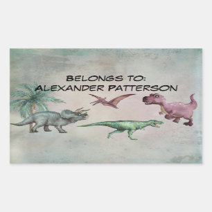 Rectangulaire Nom personnalisé Dino Dinosaur Sticker Boys T Rex