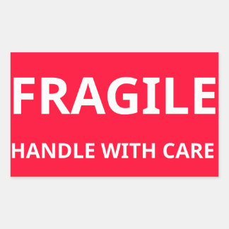 Rectangulaire Poignée fragile avec Sticker de soin