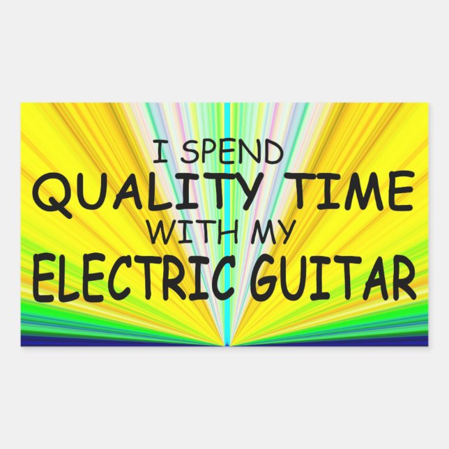 Rectangulaire Qualité Temps Guitare électrique Sticker rectangul (Devant)