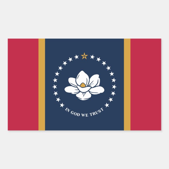 Rectangulaire Rectangle sticker with Flag of Mississippi State (Devant)