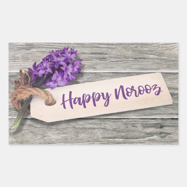 Rectangulaire Rustic Happy Norooz Hyacinth - Sticker (Devant)
