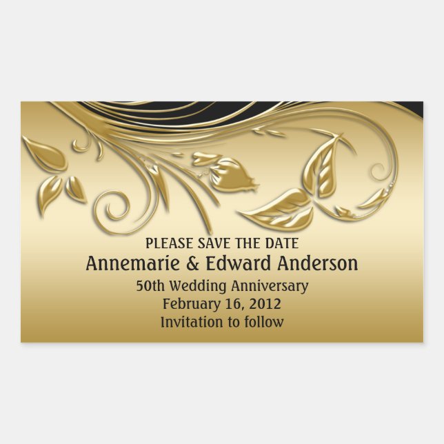 Rectangulaire Sticker - 50e anniversaire de Mariage Enregistrer  (Devant)