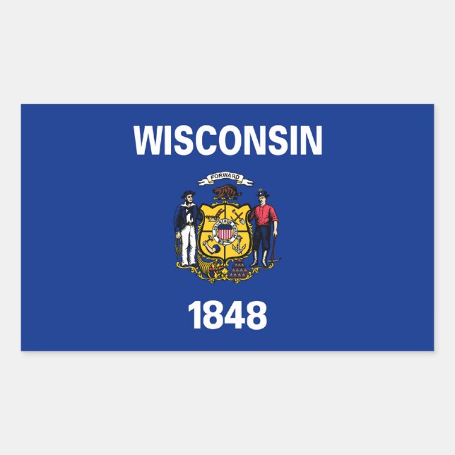 Rectangulaire Sticker à drapeau de l'État du Wisconsin (Devant)